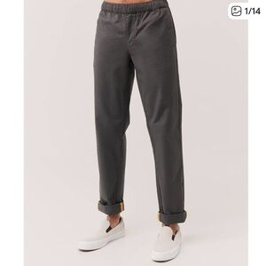 Pact Men’s Organic Cotton Twill Chino Pants Size M Pull-On Elastic Waist Gray